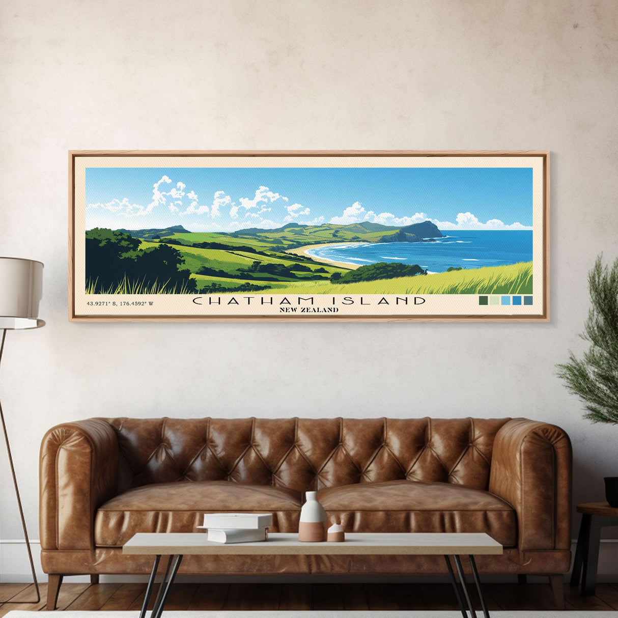 Chatham Island, New Zealand Panoramic Print, Vacation Gift, New Zealand Wall Art, Beach Painting, Beach Decor, Beach Or Lakehouse Art