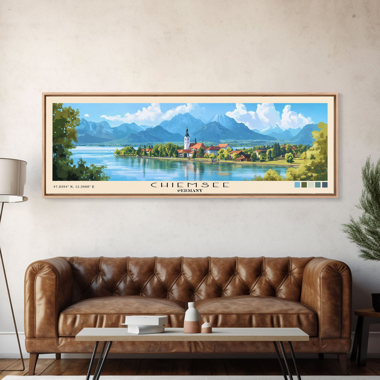 Chiemsee, Germany Panoramic Print, Vacation Gift, Germany Wall Art, Beach Painting, Beach Decor, Beach Or Lakehouse Art
