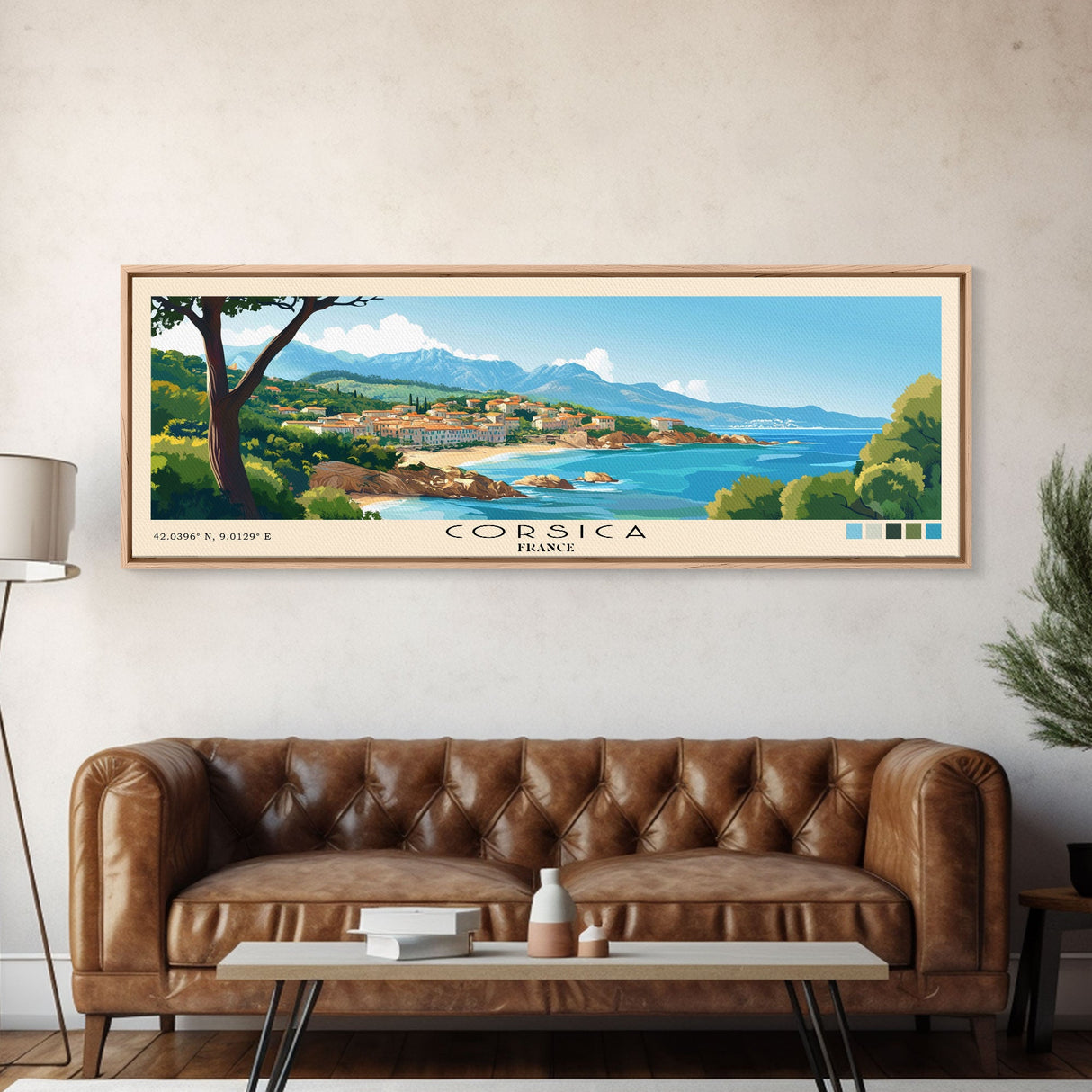 Corsica, France Panoramic Print, Vacation Gift, France Wall Art, Beach Painting, Beach Decor, Beach Or Lakehouse Art