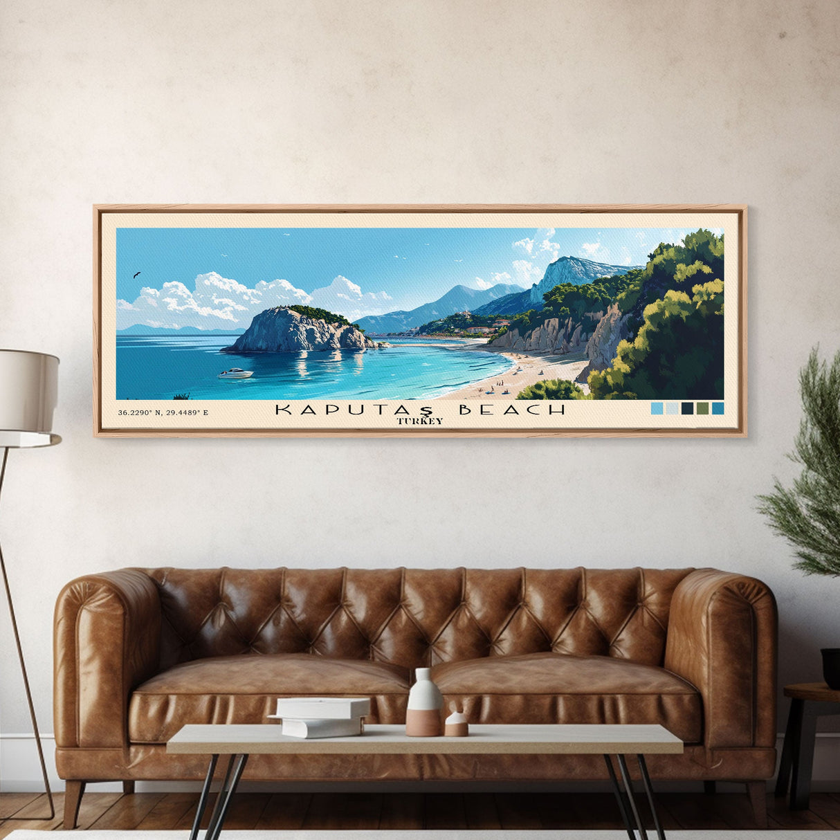 Kaputaş Beach, Turkey Panoramic Print, Vacation Gift, Turkey Wall Art, Beach Painting, Beach Decor, Beach Or Lakehouse Art