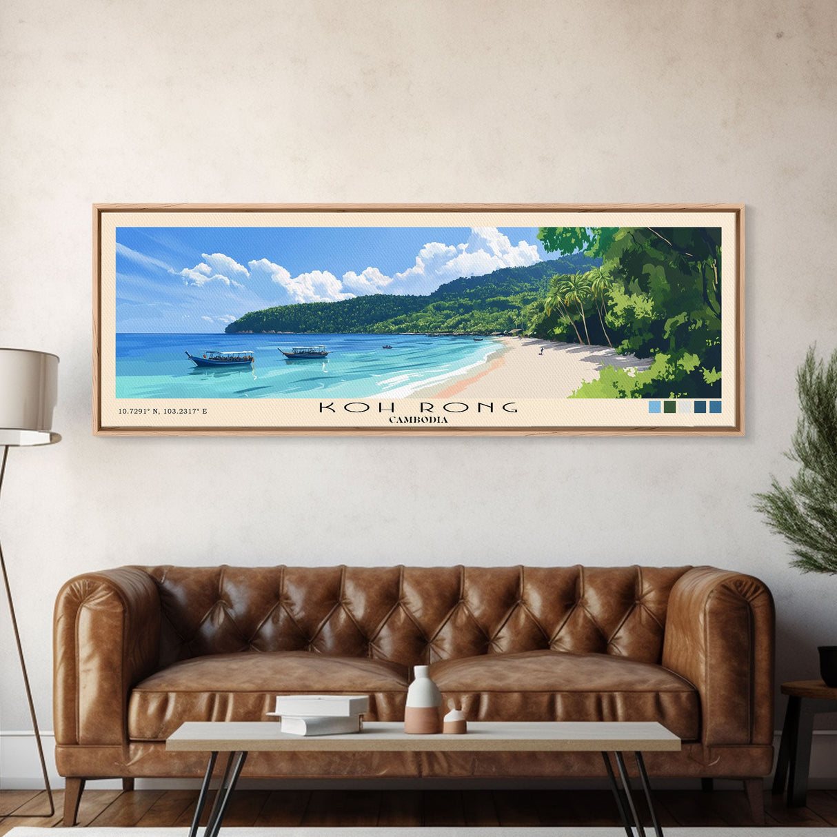 Koh Rong, Cambodia Panoramic Print, Vacation Gift, Cambodia Wall Art, Beach Painting, Beach Decor, Large Wall Art, Wood Frame Art