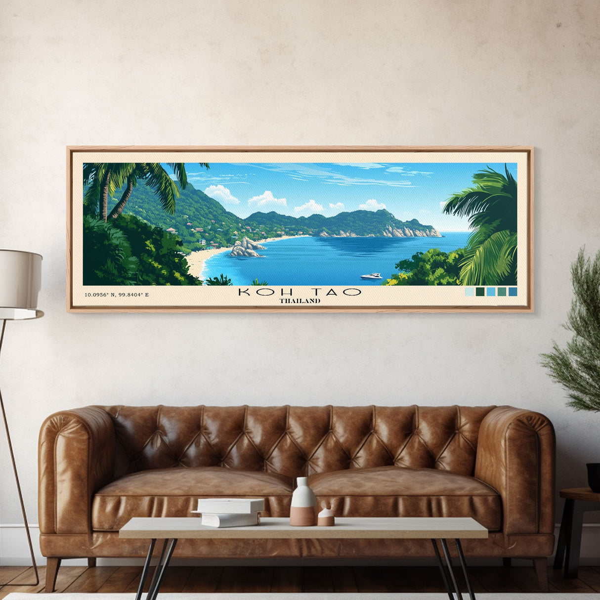 Koh Tao, Thailand Panoramic Beach Print, Vacation Gift, Thailand Wall Art, Beach Painting, Beach Decor, Beach Painting