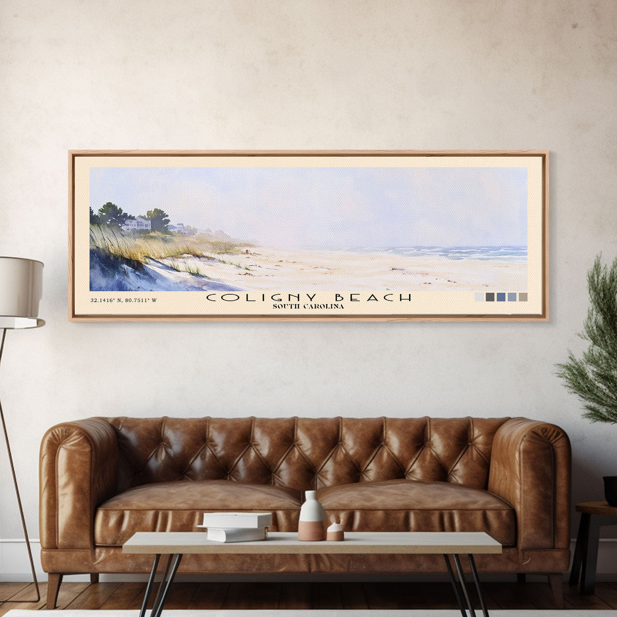 Coligny Beach, South Carolina Watercolor Print, Vacation Gift, South Carolina Wall Art, Beach Painting, Beach Decor, Large Wall Art, Wood Frame Art