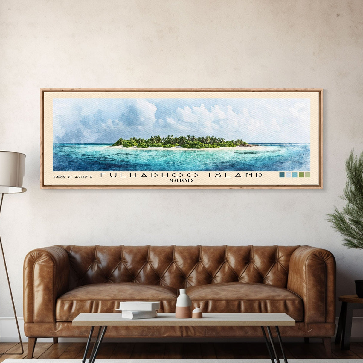 Fulhadhoo Island, Maldives Watercolor Beach Print, Vacation Gift, Maldives Wall Art, Beach Painting, Beach Decor, Beach Painting