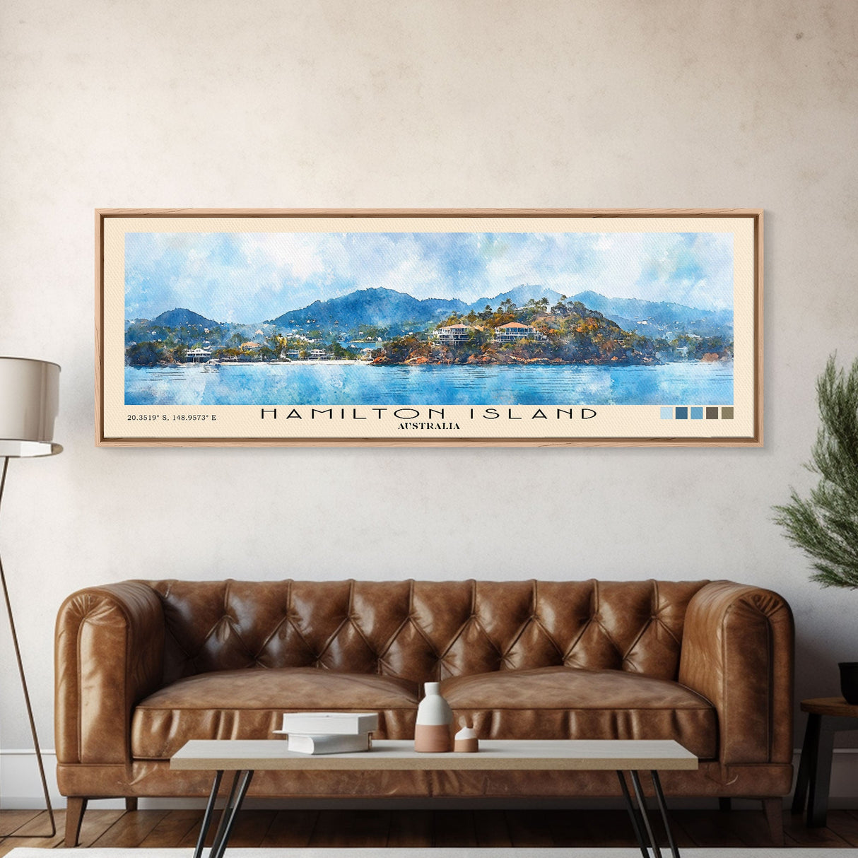 Hamilton Island, Australia Watercolor Print, Vacation Gift, Australia Wall Art, Beach Painting, Beach Decor, Large Wall Art, Wood Frame Art