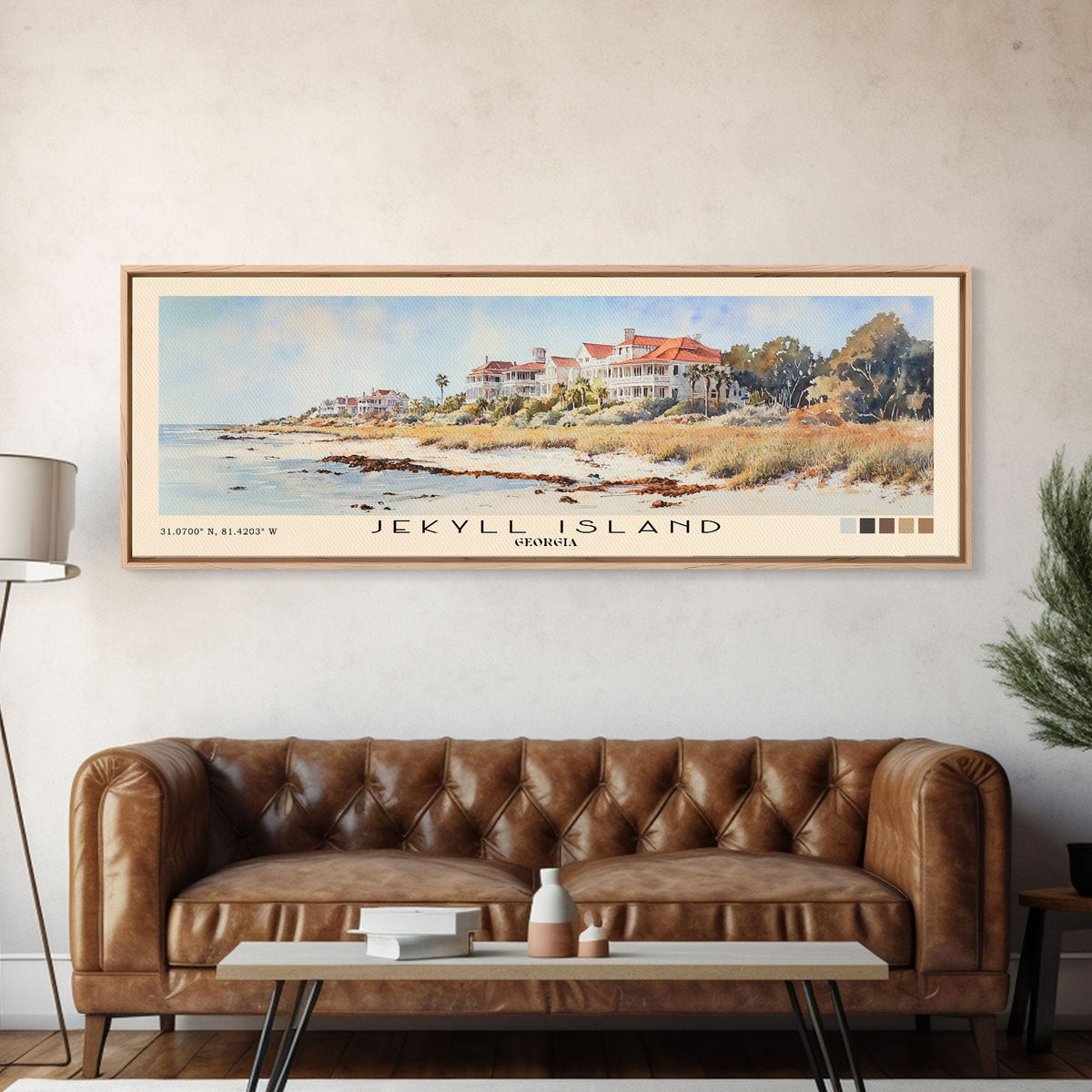 Jekyll Island, Georgia Watercolor Beach Print, Vacation Gift, Georgia Wall Art, Framed Canvas Print, Framed Beach Painting