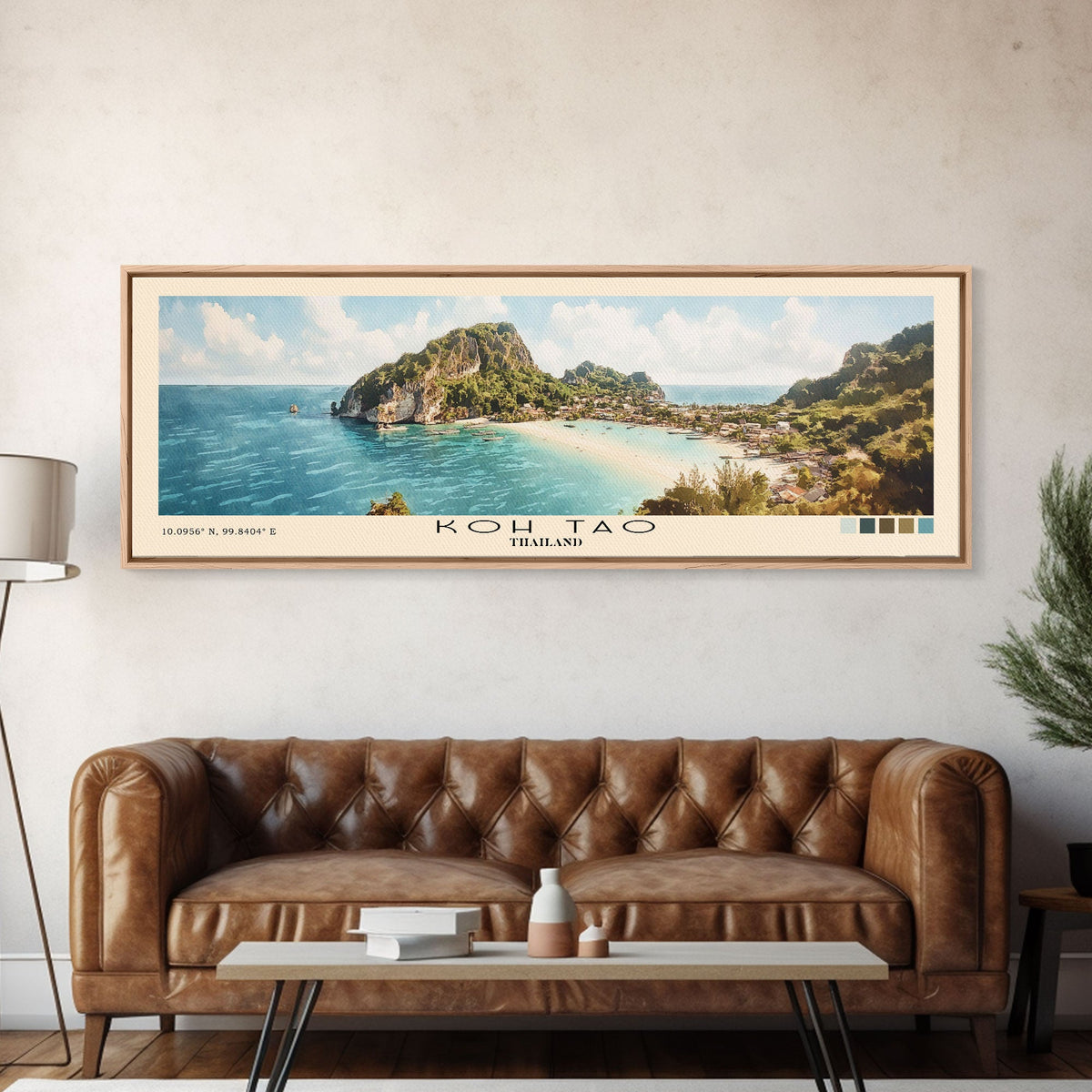Koh Tao, Thailand Watercolor Print, Vacation Gift, Thailand Wall Art, Beach Painting, Beach Decor, Large Wall Art, Wood Frame Art