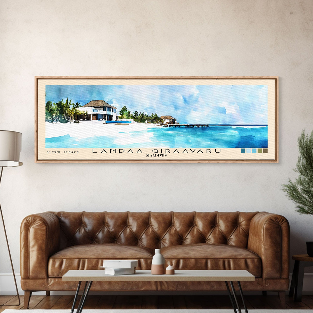 Landaa Giraavaru, Maldives Watercolor Beach Print, Vacation Gift, Maldives Wall Art, Beach Painting, Beach Decor, Beach Painting