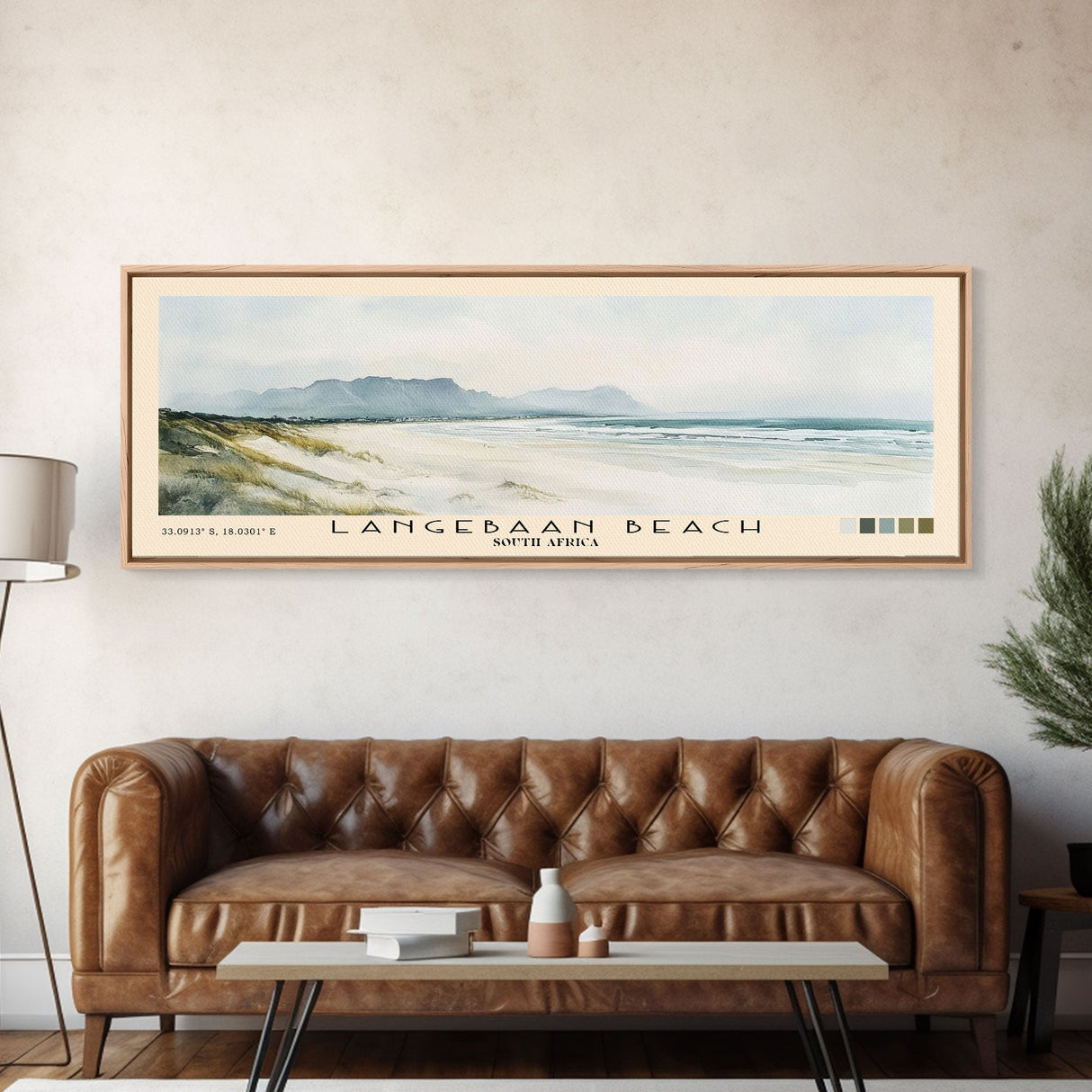 Langebaan Beach, South Africa Watercolor Print, Vacation Gift, South Africa Wall Art, Beach Painting, Beach Decor, Large Wall Art, Wood Frame Art