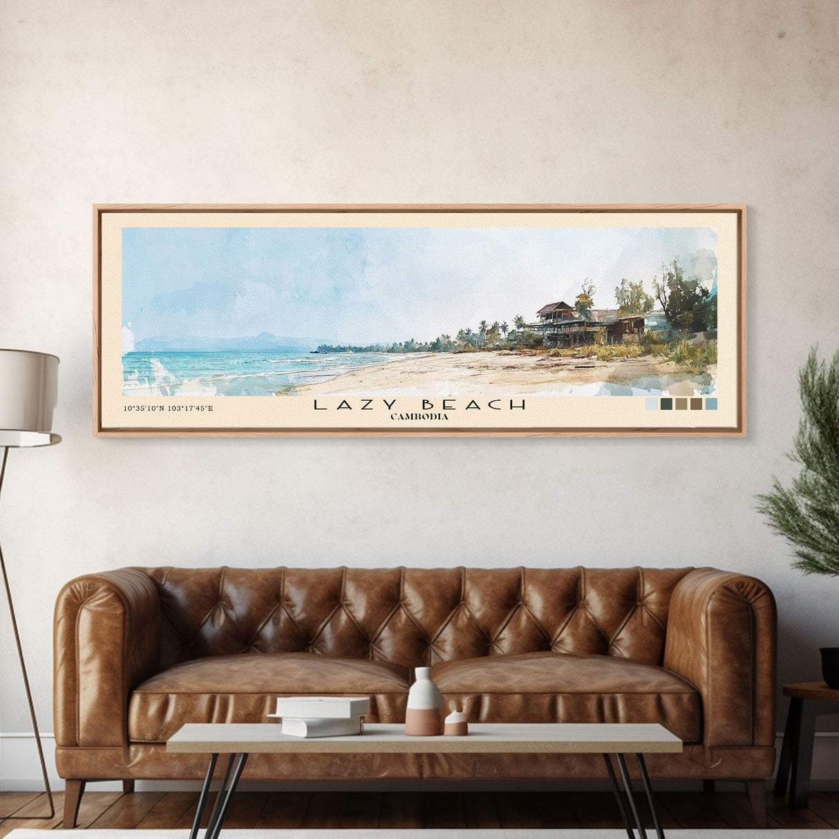Lazy Beach, Cambodia Watercolor Beach Print, Vacation Gift, Cambodia Wall Art, Beach Painting, Beach Decor, Beach Painting