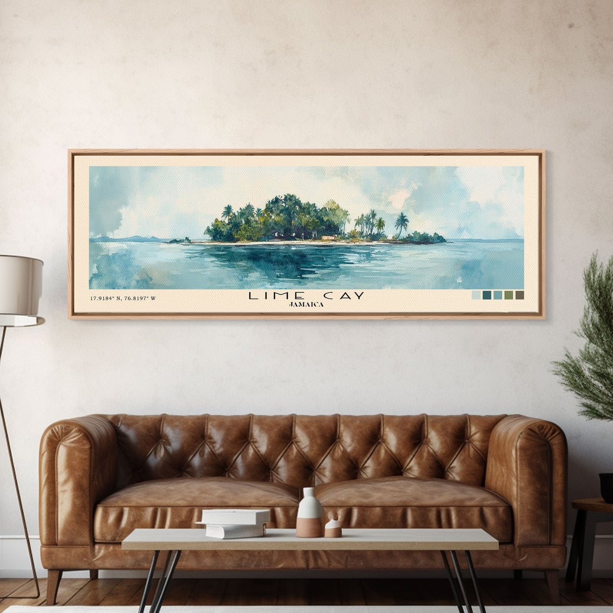 Lime Cay, Jamaica Watercolor Print, Vacation Gift, Jamaica Wall Art, Beach Painting, Beach Decor, Large Wall Art, Wood Frame Art