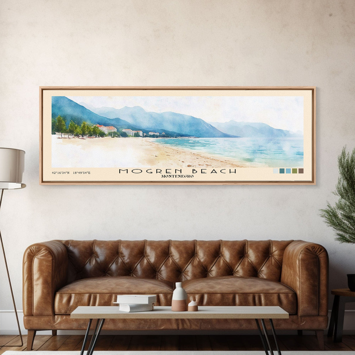 Mogren Beach, Montenegro Watercolor Beach Print, Vacation Gift, Montenegro Wall Art, Beach Painting, Beach Decor, Beach Painting