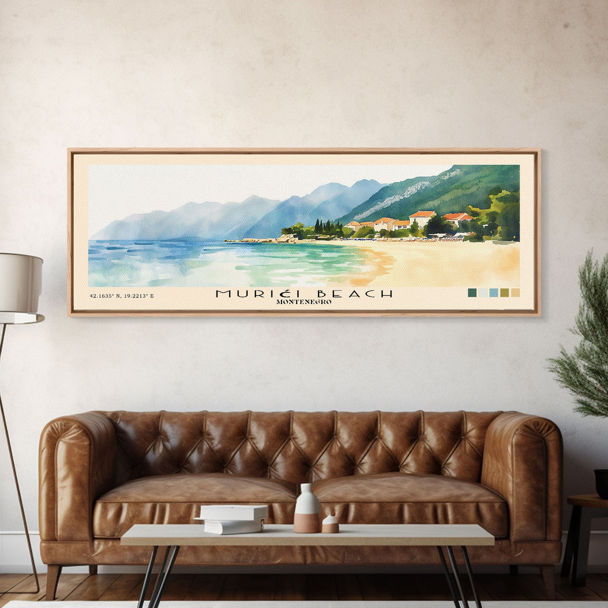 Murići Beach, Montenegro Watercolor Beach Print, Vacation Gift, Montenegro Wall Art, Beach Painting, Beach Decor, Beach Painting