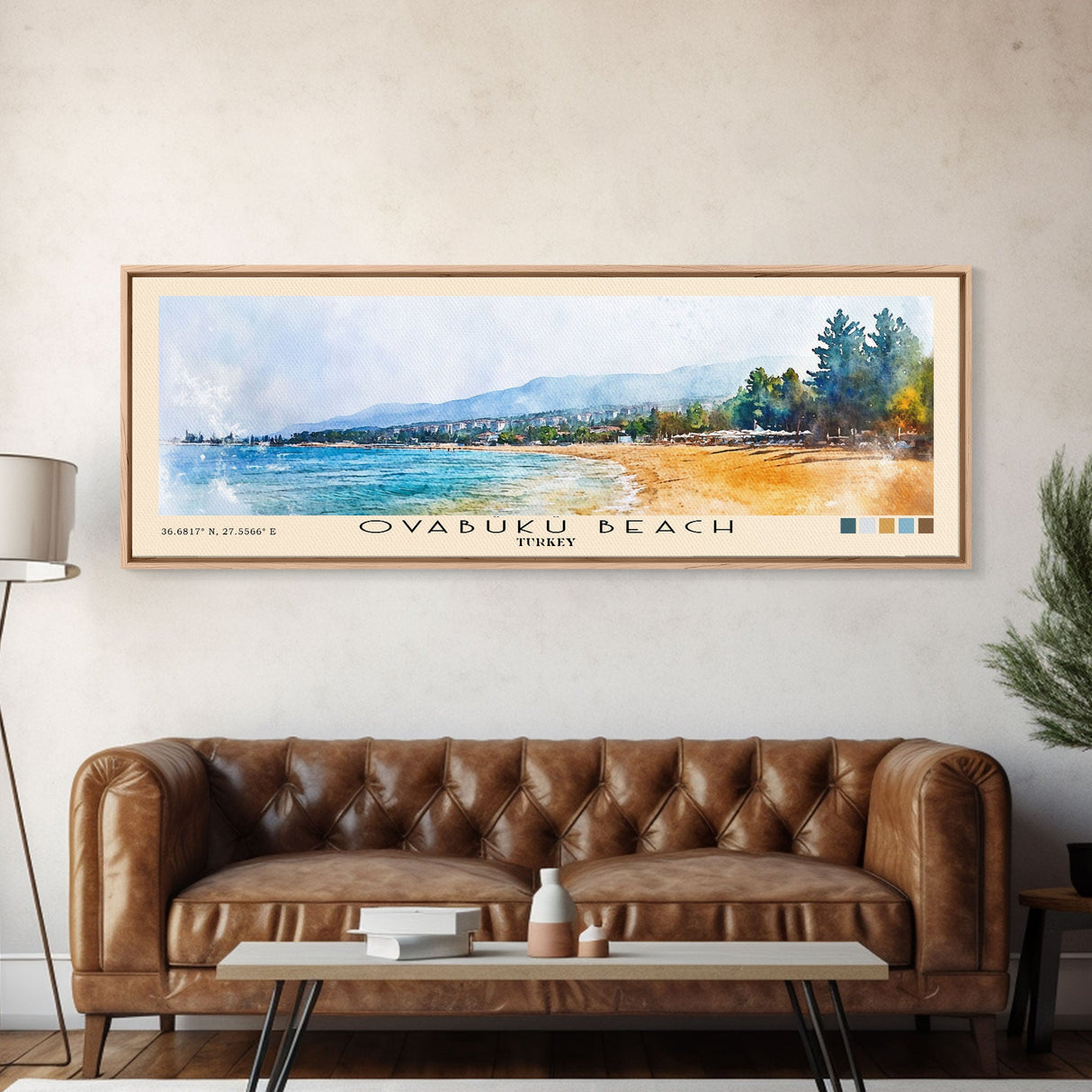 Ovabükü Beach, Turkey Watercolor Beach Print, Vacation Gift, Turkey Wall Art, Beach Painting, Beach Decor, Beach Painting