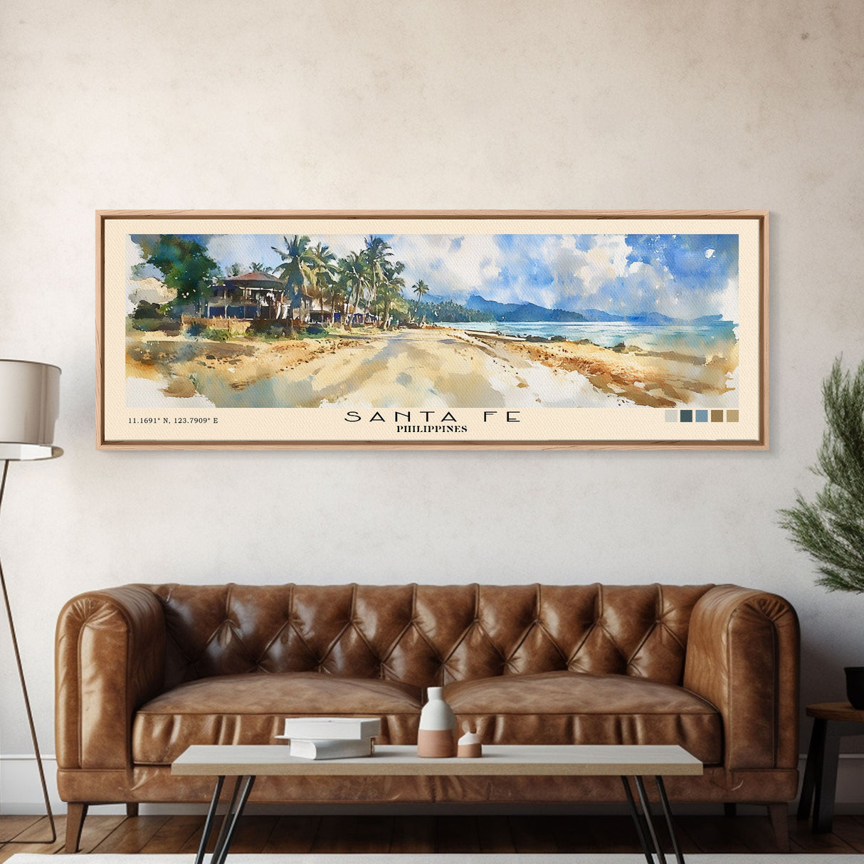 Santa Fe, Philippines Watercolor Beach Print, Vacation Gift, Philippines Wall Art, Beach Painting, Beach Decor, Beach Painting