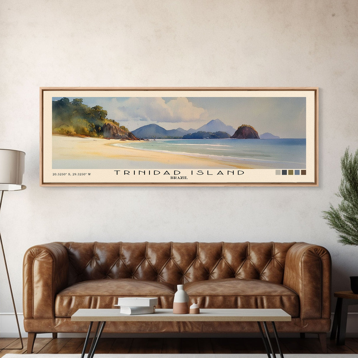 Trinidad Island, Brazil Watercolor Print, Vacation Gift, Brazil Wall Art, Beach Painting, Beach Decor, Large Wall Art, Wood Frame Art