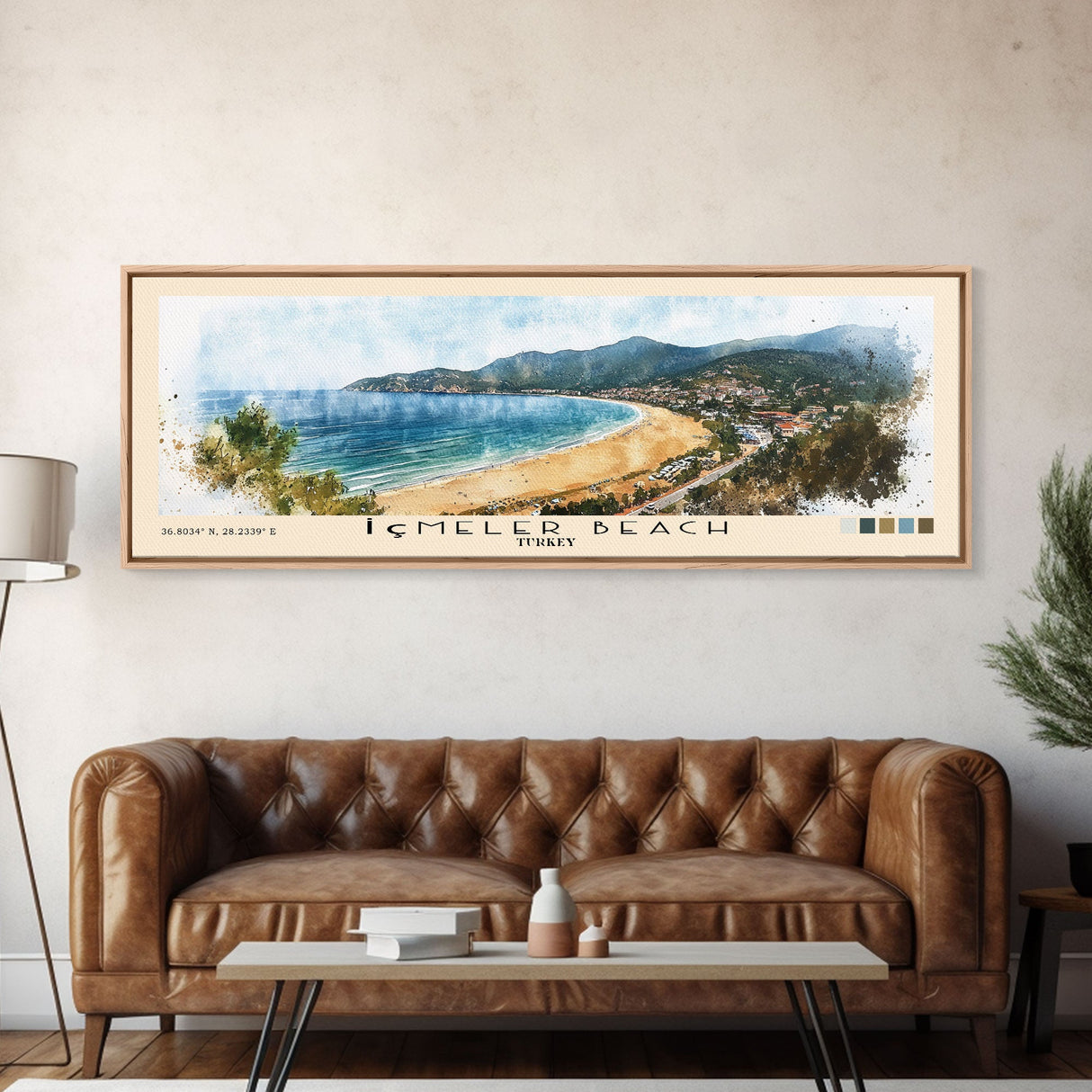 İçmeler Beach, Turkey Watercolor Beach Print, Vacation Gift, Turkey Wall Art, Beach Painting, Beach Decor, Beach Painting