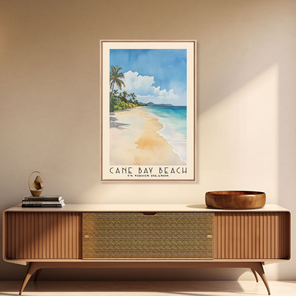 Cane Bay Beach, US Virgin islands Watercolor Beach Print, Vacation Gift, US Virgin islands Wall Art, Beach Painting, Beach Decor, Beach Painting