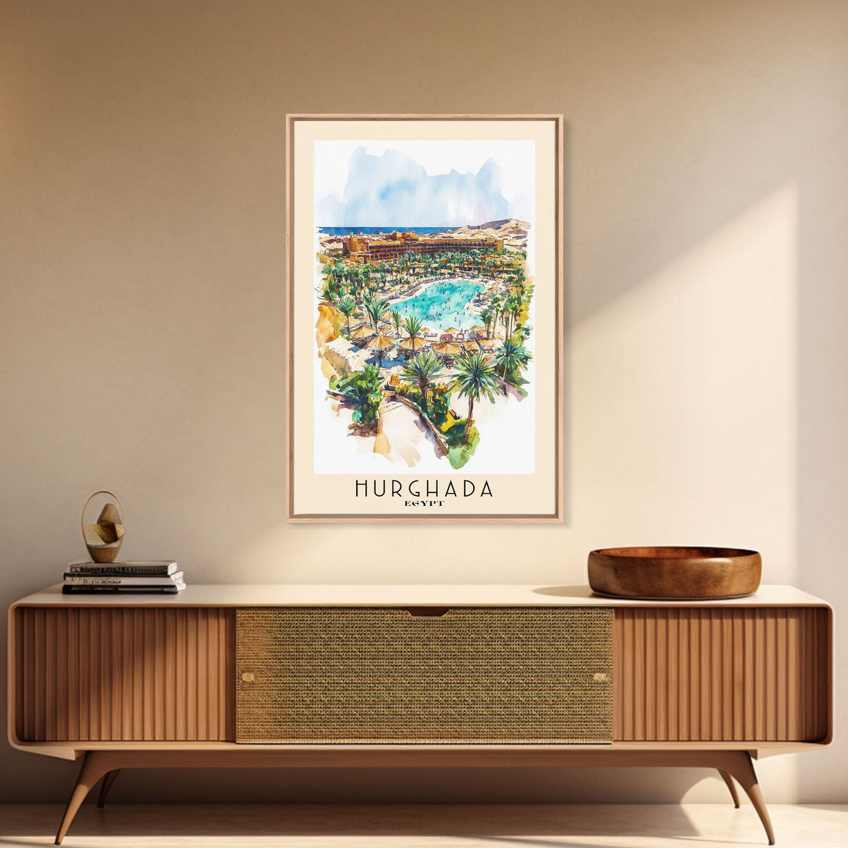 Hurghada, Egypt Watercolor Beach Print, Vacation Gift, Egypt Wall Art, Beach Painting, Beach Decor, Beach Painting