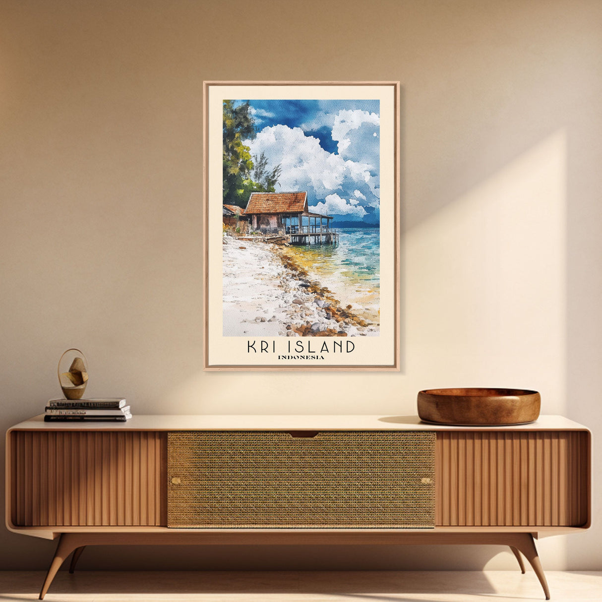 Kri Island, Indonesia Watercolor Beach Print, Vacation Gift, Indonesia Wall Art, Beach Painting, Beach Decor, Beach Painting