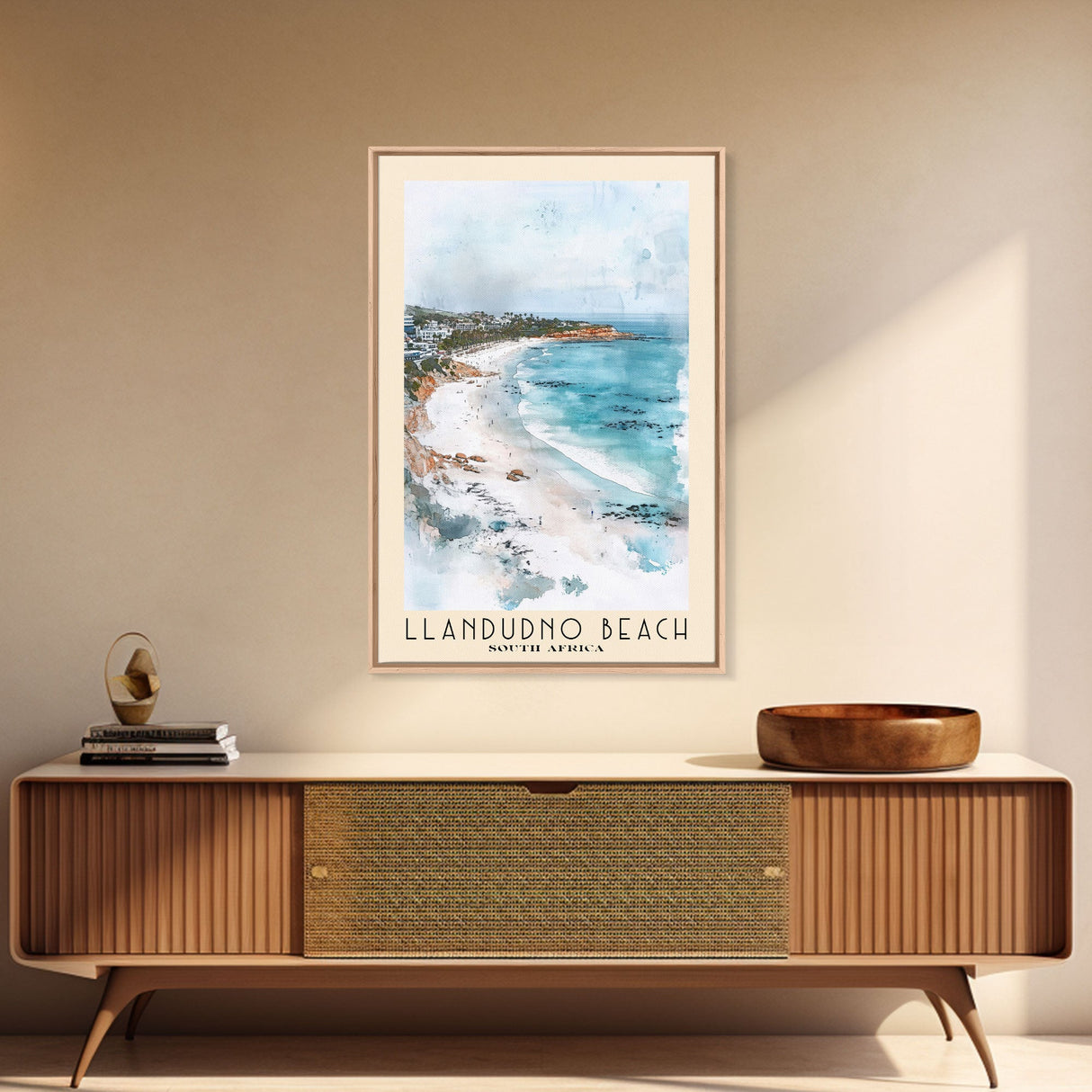 Llandudno Beach, South Africa Watercolor Print, Vacation Gift, South Africa Wall Art, Beach Painting, Beach Decor, Large Wall Art, Wood Frame Art