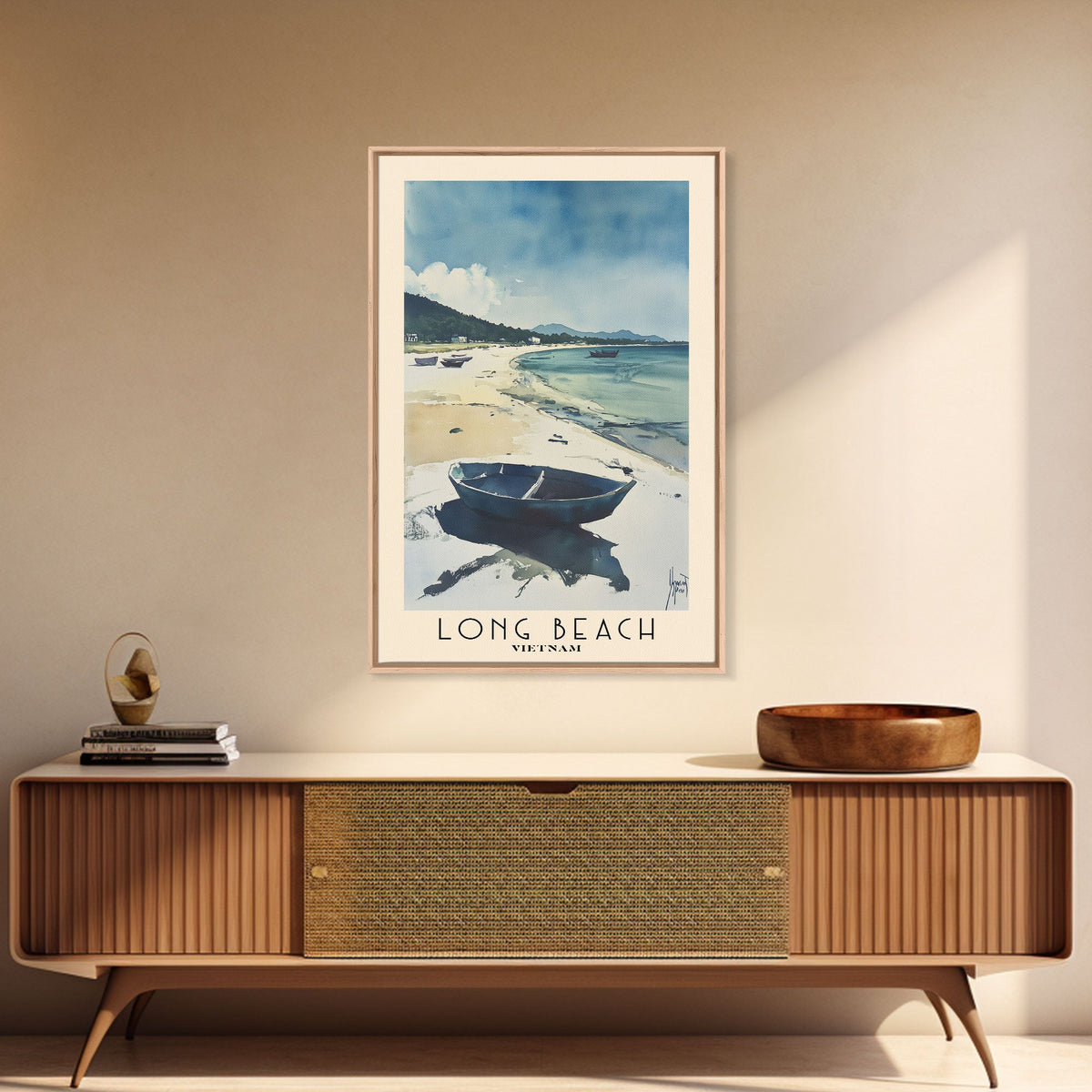 Long Beach, Vietnam Watercolor Beach Print, Vacation Gift, Vietnam Wall Art, Beach Painting, Beach Decor, Beach Painting