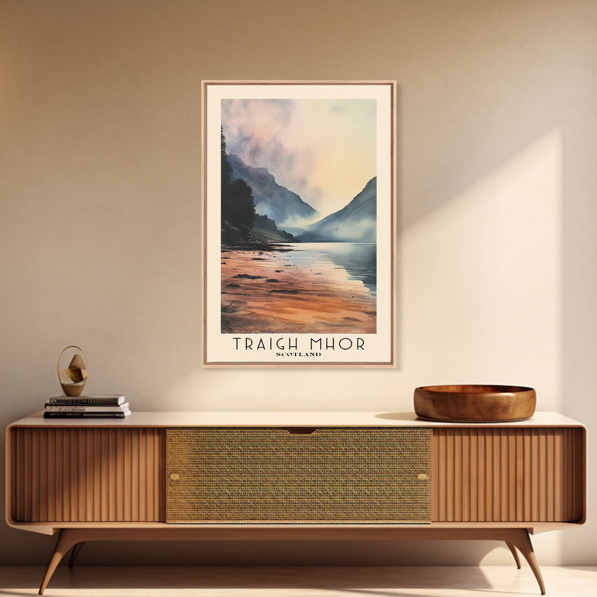 Traigh Mhor, Scotland Watercolor Beach Print, Vacation Gift, Scotland Wall Art, Framed Canvas Print, Framed Beach Painting