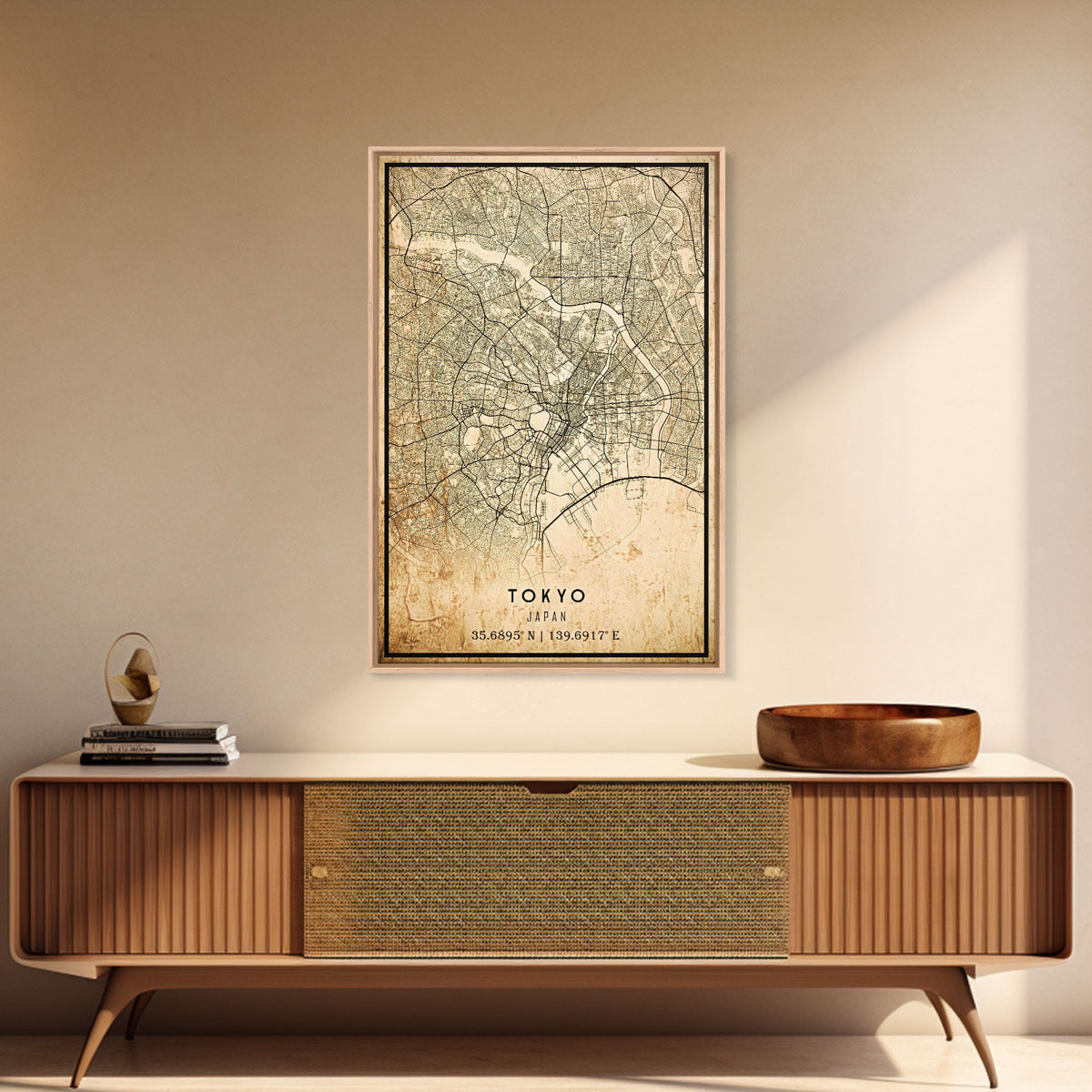 Tokyo Japan map print poster or framed canvas, Tokyo map print poster canvas, Tokyo Japan city map print poster canvas, Vintage Travel Art