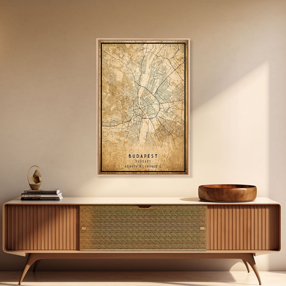 Budapest Hungary map print poster or framed canvas, Budapest map print poster canvas, Budapest map print poster canvas, Vintage Travel Art