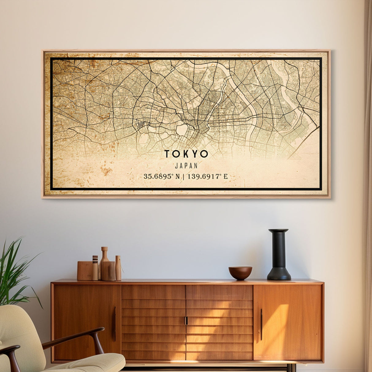 Tokyo Japan map print poster or framed canvas, Tokyo map print poster canvas, Tokyo Japan city map print poster canvas, Vintage Travel Art