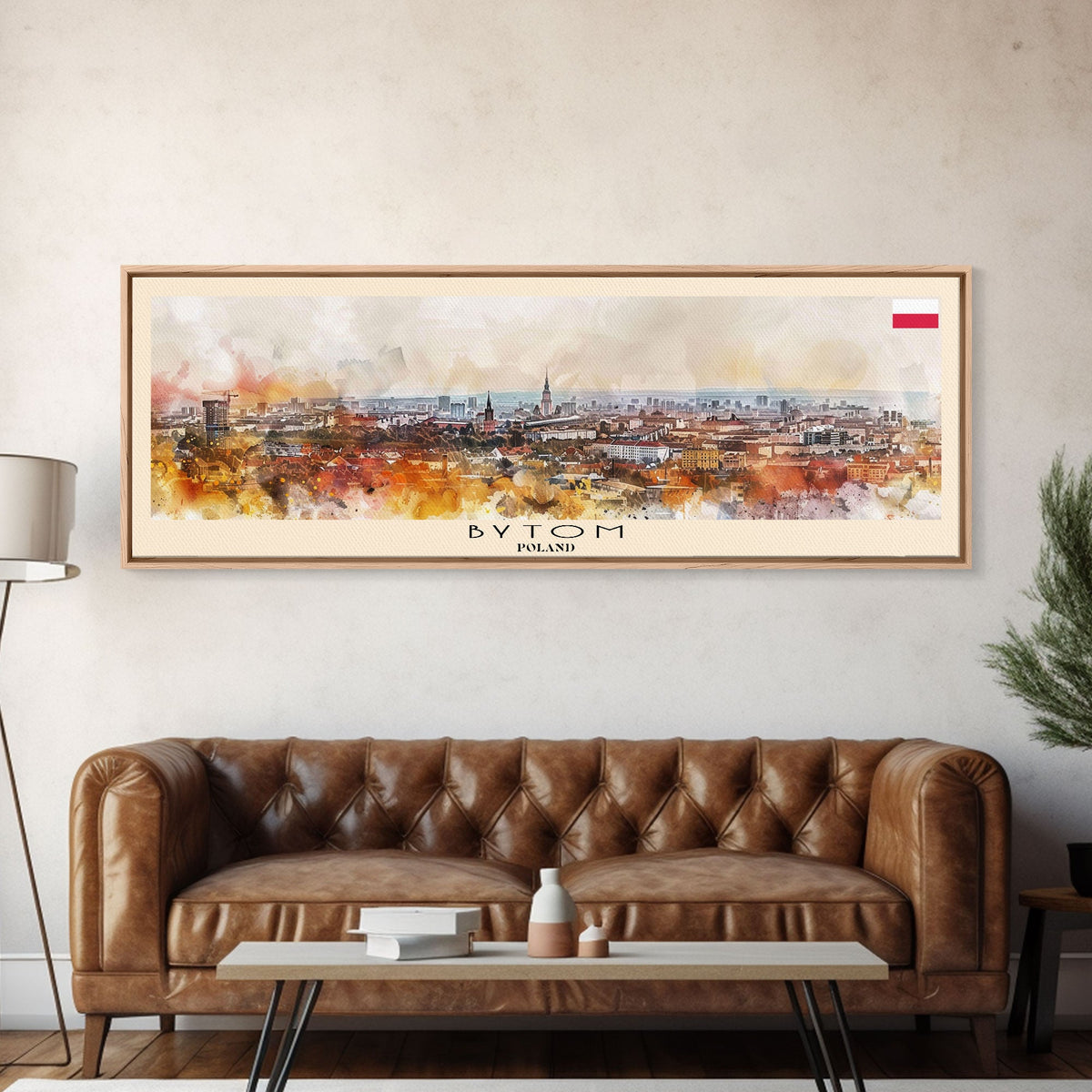 Bytom Poland Panoramic Travel Poster, Framed Canvas Print or Metal Wall Art, Travel Art, Home Decor, Panoramic Painting, Midcentury Art