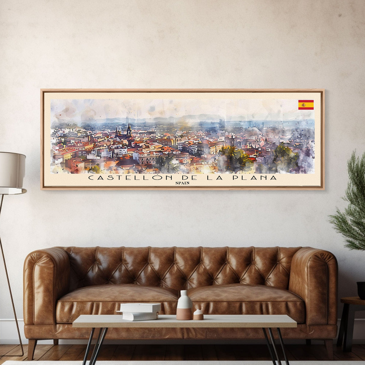 Castellon de la Plana Spain Wall Art, Panoramic Travel Poster, Panoramic Framed Canvas Print, City Wall Art, Wall Hanging Home Decor, Travel Art