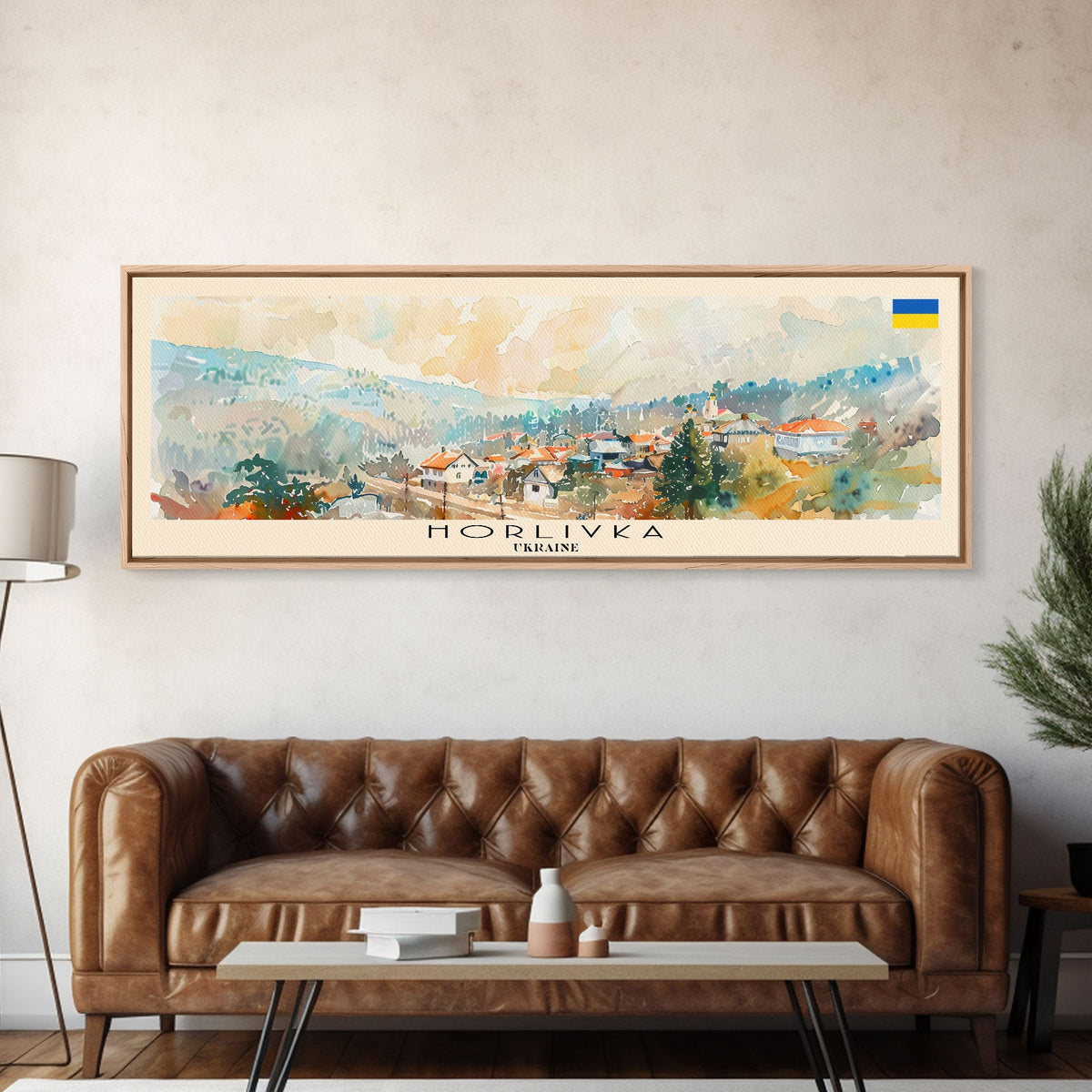 Horlivka Ukraine Wall Art, Panoramic Travel Poster, Panoramic Framed Canvas Print, City Wall Art, Wall Hanging Home Decor, Travel Art