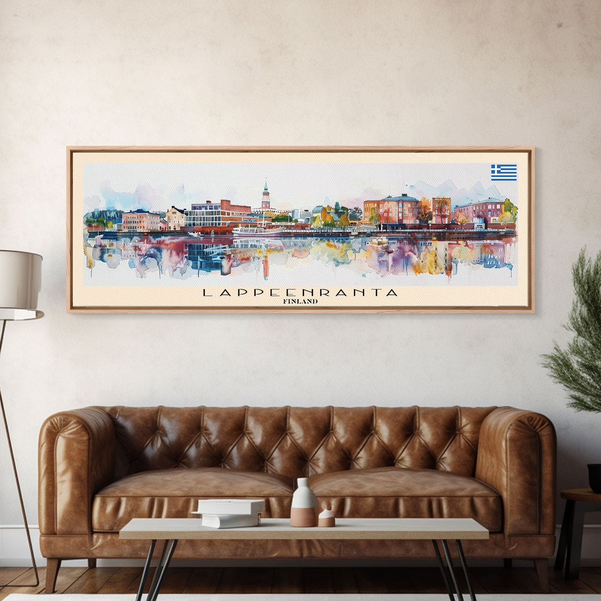Lappeenranta Finland Panoramic Travel Poster, Framed Canvas Print or Metal Wall Art, Travel Art, Home Decor, Panoramic Painting, Midcentury Art