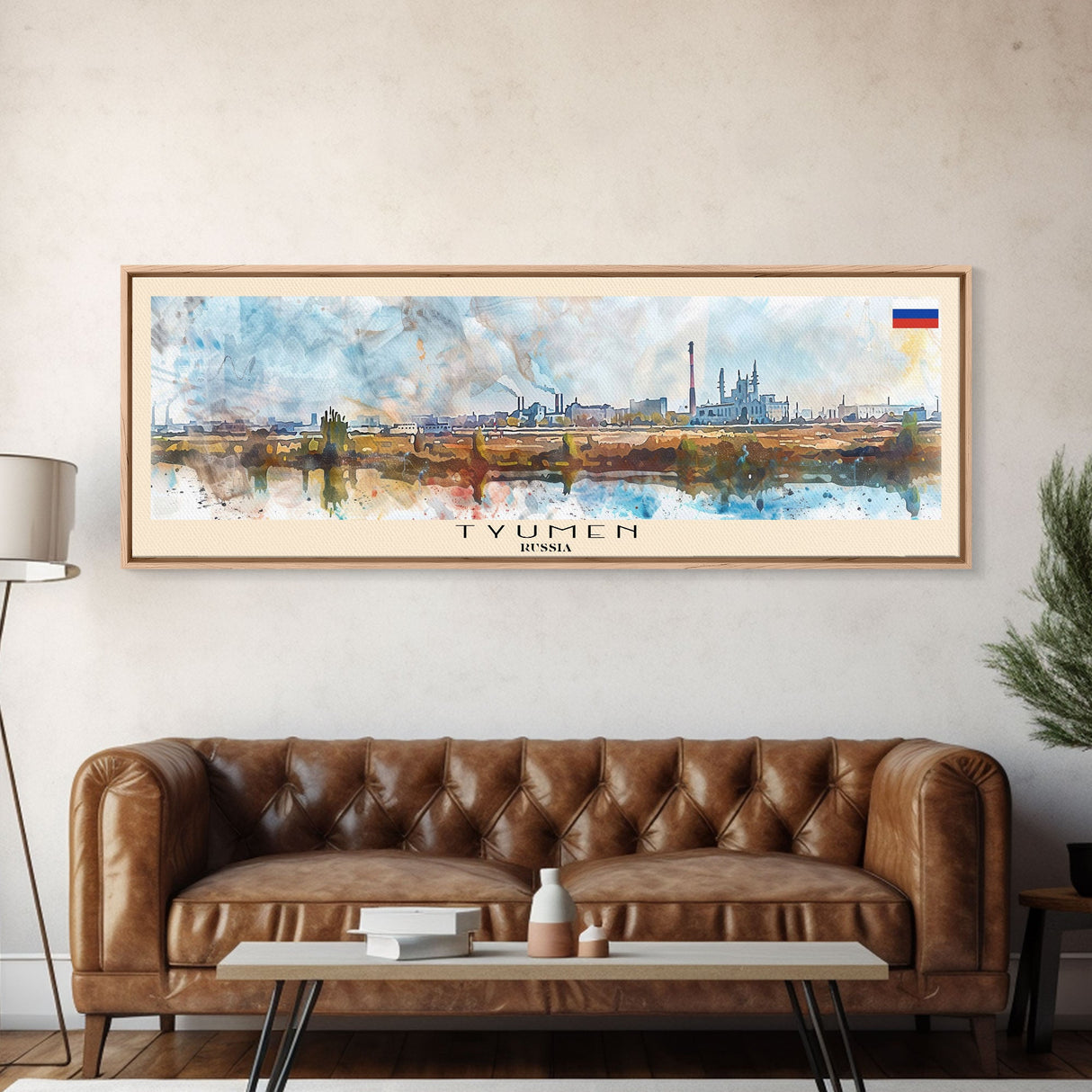 Tyumen Russia Panoramic Travel Poster, Framed Canvas Print or Metal Wall Art, Travel Art, Home Decor, Panoramic Painting, Midcentury Art