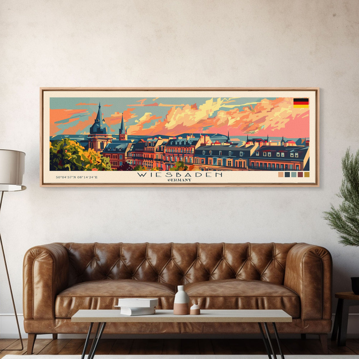 Wiesbaden Germany Travel Print Wall Art, Panoramic City Art, Travel Art, Wall Decor, Vacation Gift, Framed Canvas Print Or Metal Art