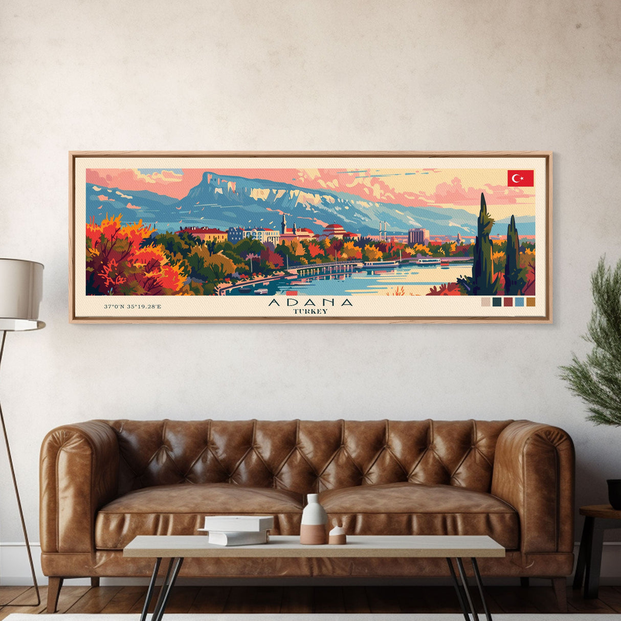 Adana Turkey Travel Art, City Art, Framed Canvas Print or Metal Wall Art, Europe Travel Poster, Panoramic Wall Art, Extra Wide Wall Art