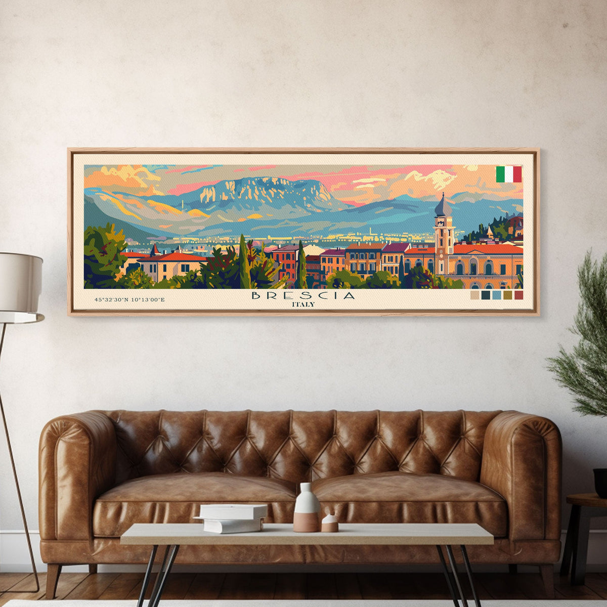 Brescia Italy Travel Print Wall Art, Panoramic City Art, Travel Art, Wall Decor, Vacation Gift, Framed Canvas Print Or Metal Art