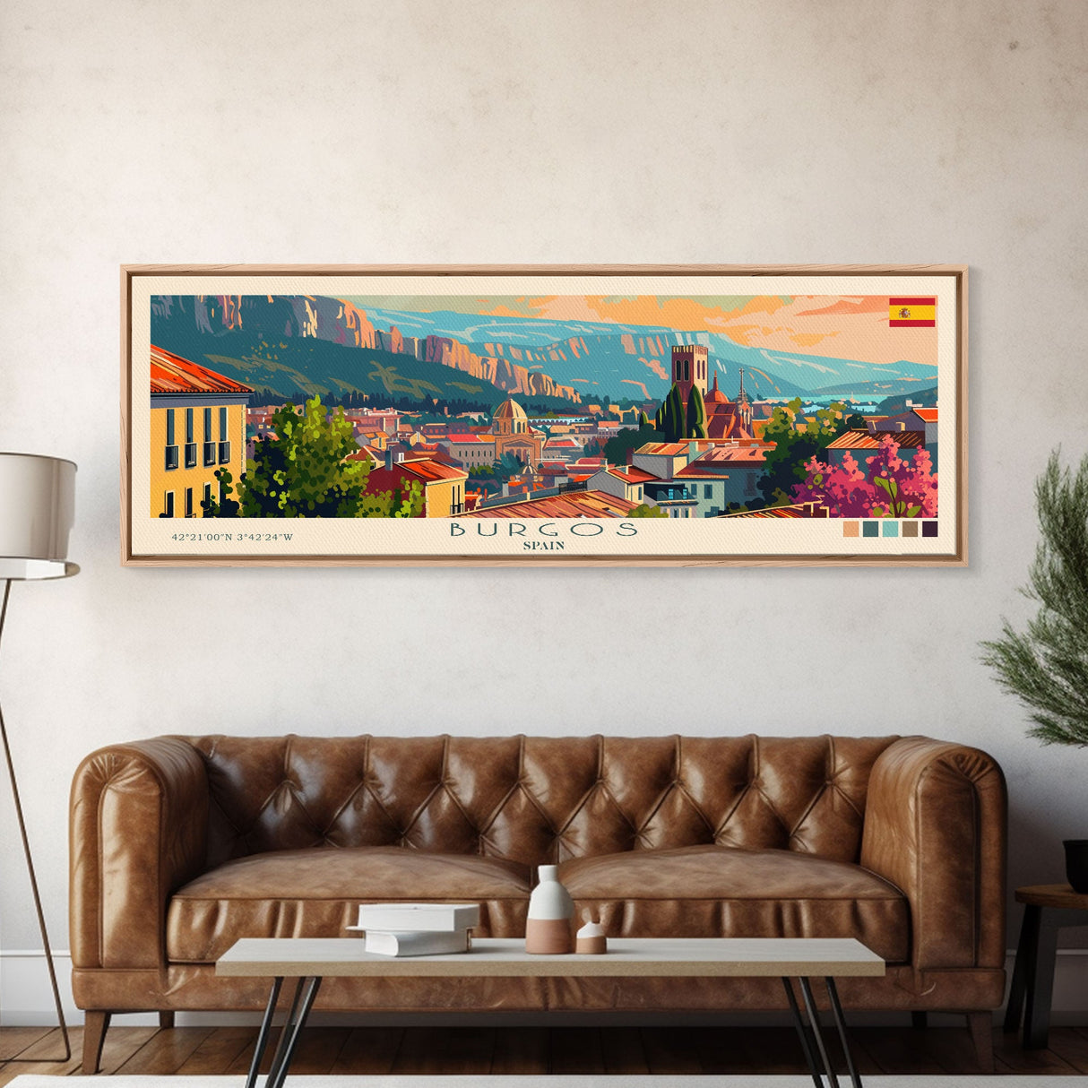 Burgos Spain Wall Art, Panoramic Travel Poster, Panoramic Framed Canvas Print, City Wall Art, Wall Hanging Home Decor, Travel Art