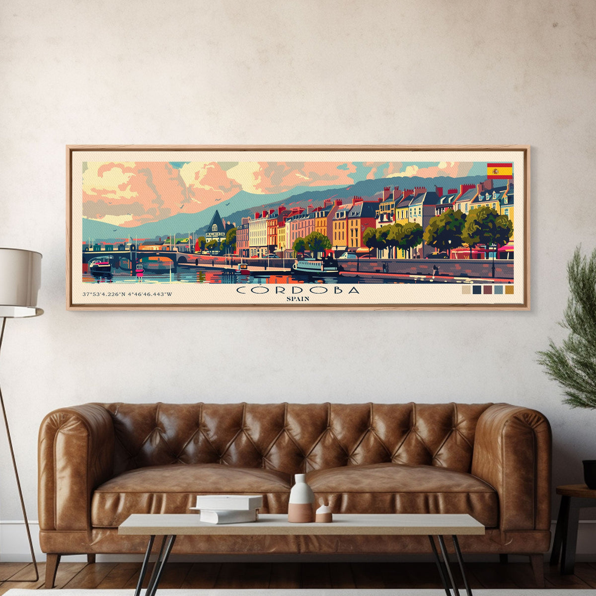 Cordoba Spain Travel Art, City Art, Framed Canvas Print or Metal Wall Art, Europe Travel Poster, Panoramic Wall Art, Extra Wide Wall Art