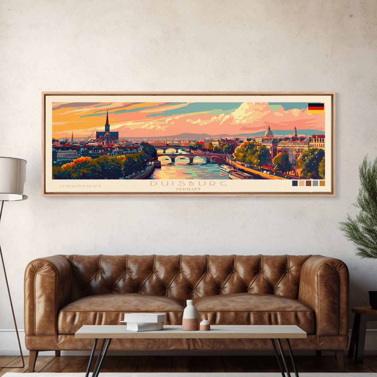 Duisburg Germany Wall Art, Panoramic Travel Poster, Panoramic Framed Canvas Print, City Wall Art, Wall Hanging Home Decor, Travel Art