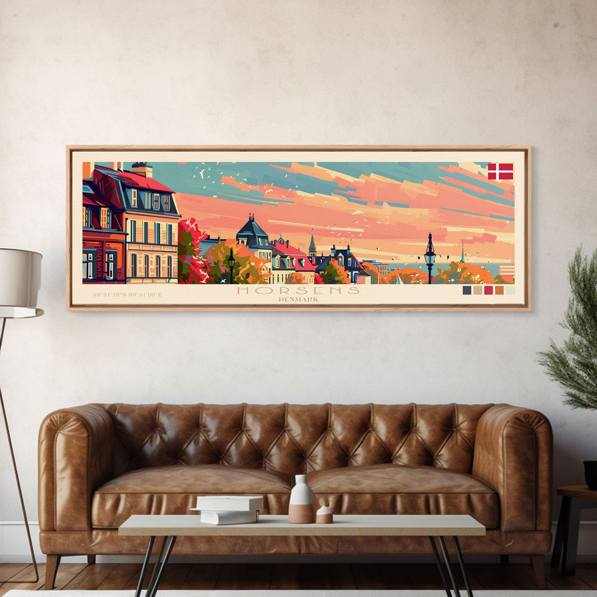 Horsens Denmark Travel Print Wall Art, Panoramic City Art, Travel Art, Wall Decor, Vacation Gift, Framed Canvas Print Or Metal Art
