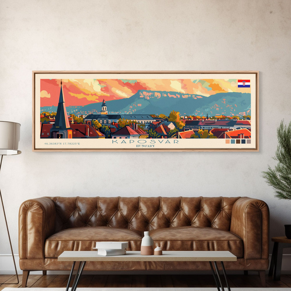 Kaposvar Hungary Travel Print Wall Art, Panoramic City Art, Travel Art, Wall Decor, Vacation Gift, Framed Canvas Print Or Metal Art