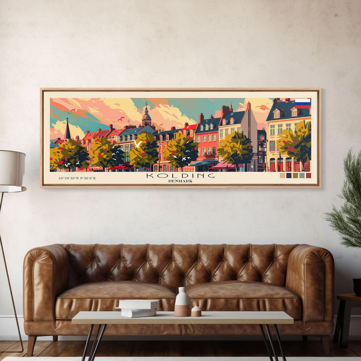 Kolding Denmark Travel Print Wall Art, Panoramic City Art, Travel Art, Wall Decor, Vacation Gift, Framed Canvas Print Or Metal Art