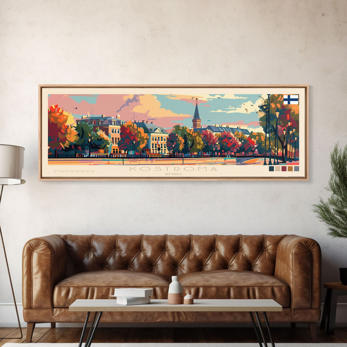 Kostroma Russia Wall Art, Panoramic Travel Poster, Panoramic Framed Canvas Print, City Wall Art, Wall Hanging Home Decor, Travel Art