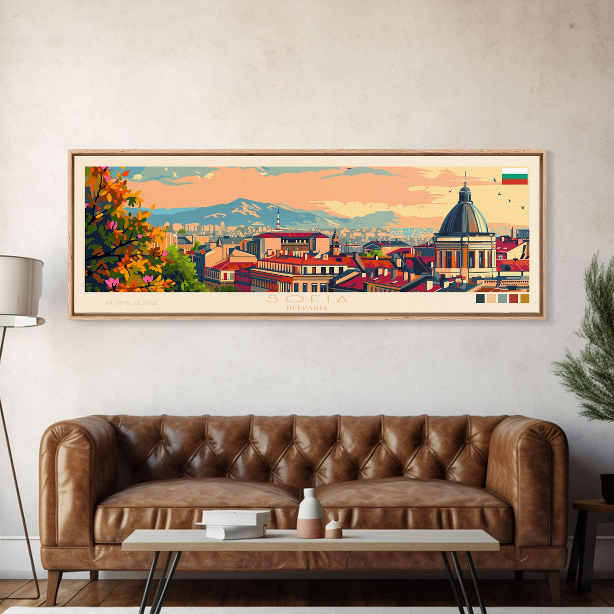 Sofia Bulgaria Wall Art, Panoramic Travel Poster, Panoramic Framed Canvas Print, City Wall Art, Wall Hanging Home Decor, Travel Art