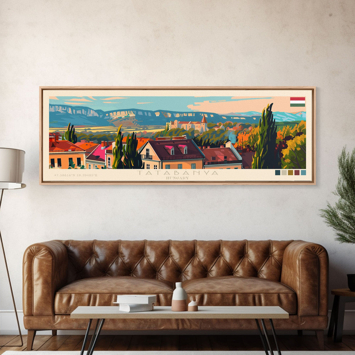 Tatabanya Hungary Travel Print Wall Art, Panoramic City Art, Travel Art, Wall Decor, Vacation Gift, Framed Canvas Print Or Metal Art