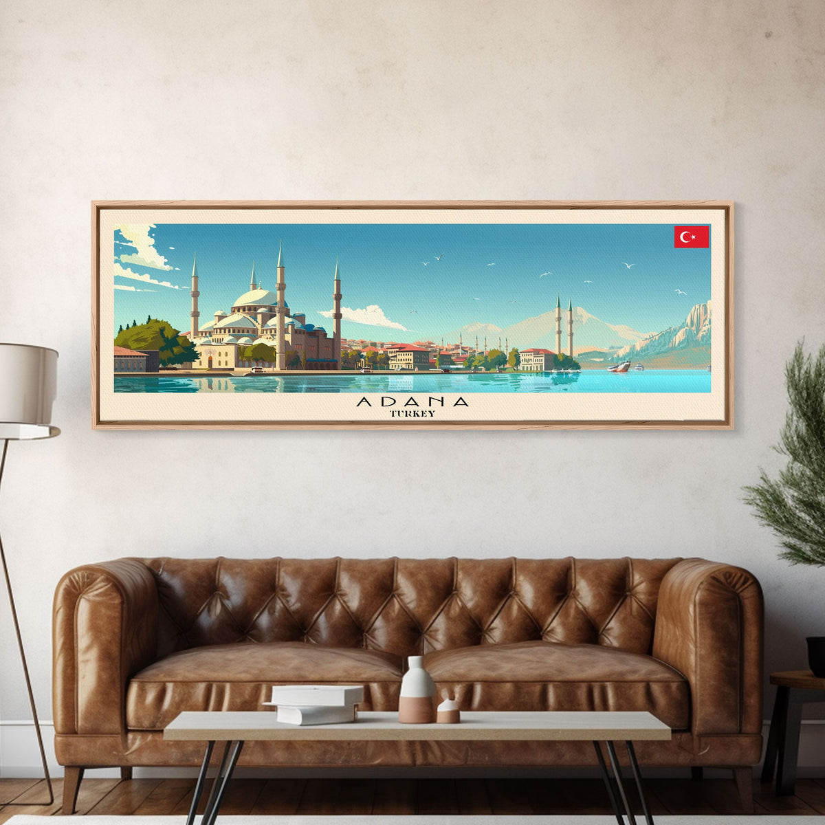 Adana Turkey Travel Art, City Art, Framed Canvas Print or Metal Wall Art, Europe Travel Poster, Panoramic Wall Art, Extra Wide Wall Art