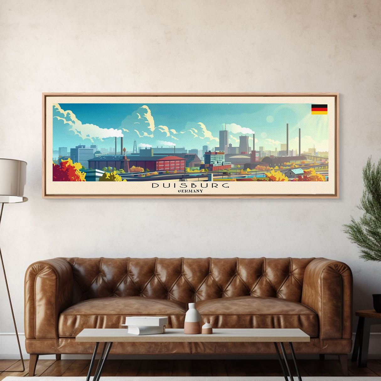 Duisburg Germany Wall Art, Panoramic Travel Poster, Panoramic Framed Canvas Print, City Wall Art, Wall Hanging Home Decor, Travel Art