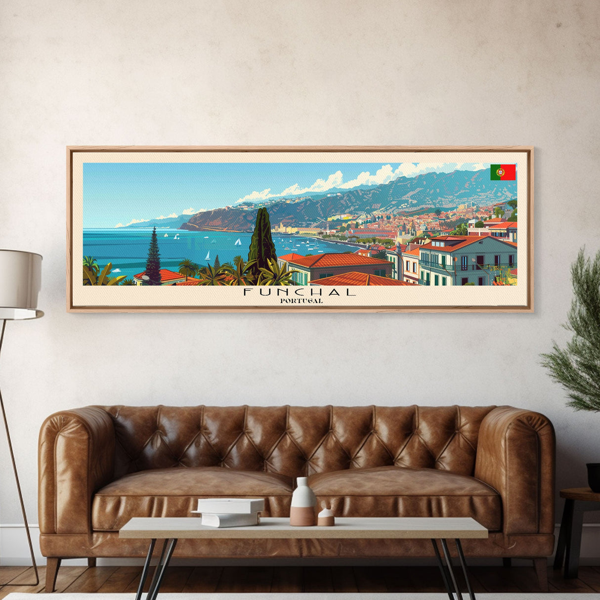 Funchal Portugal Travel Print Wall Art, Panoramic City Art, Travel Art, Wall Decor, Vacation Gift, Framed Canvas Print Or Metal Art